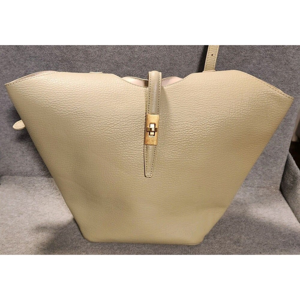 Miztique Sage Green Pebbled PU Cotton Winged Tote Bag with Removable Pouch